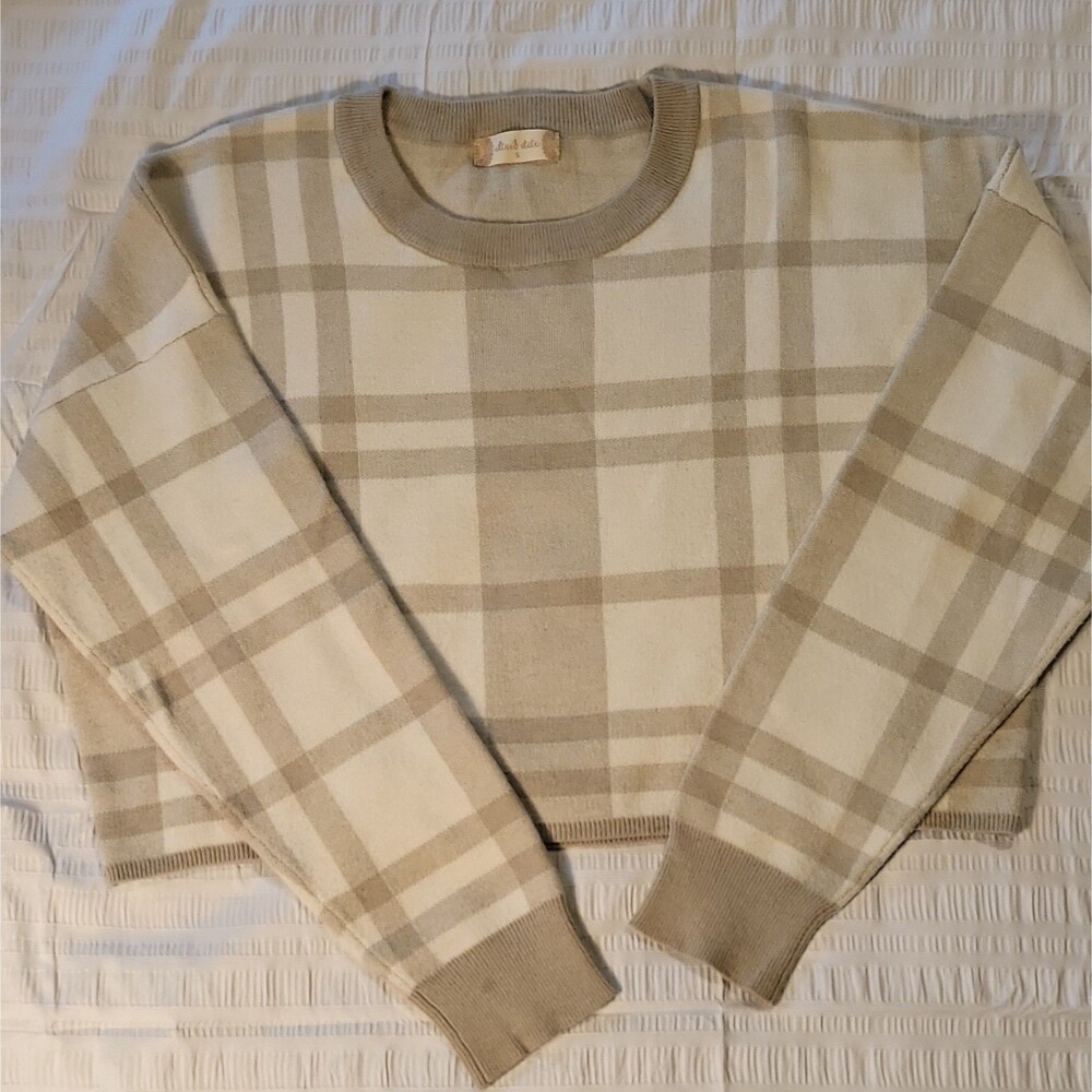 Beautiful Altar’d State Plaid Cropped Sweater Size S Excellent Condition